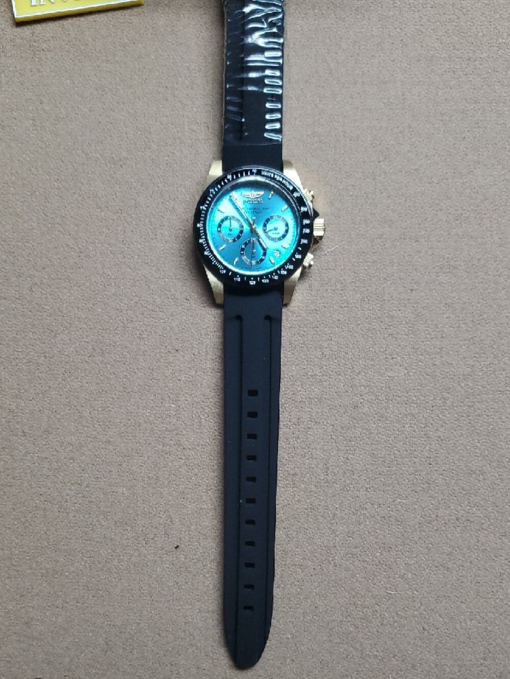 Invicta Men’s Speedway Gold Case Blue Dial Black Strap Swim Watch - Picture 4 of 5